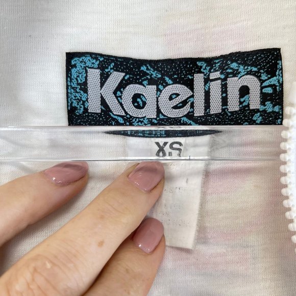 Vintage KAELIN Women XS White Striped Embroidered Nautical Crest 80s Windbreaker - Picture 7 of 10